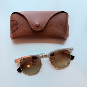 Ray-Ban White and Gold Sunglasses with Brown Lenses